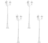 Loops 4 PACK IP44 Outdoor Bollard Light White Aluminium Lantern 3 Arm 60W E27 Post Loops White