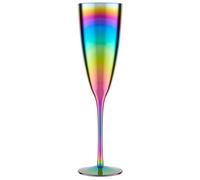 Set of 4 Iridescent Champagne Flutes, Glass With Champagne Finish in Blue, Gold, Purple, Luxe Stemware Set Premier Housewares Multi One Size