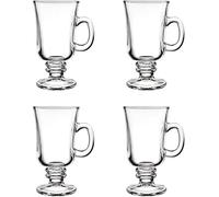 Set of 4 Irish Coffee Cups - 230ml Tropical-stemmed tumblers for Lattes, cappuccinos, hot Chocolate, Milk Tea - Dishwasher Safe Coffee Cups
