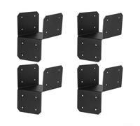Set of 4 joist anchor connectors made of robust steel with black rust-resistant coating, mounting bracket for beams and rafters, ideal for roofs, patios and frames, simple
