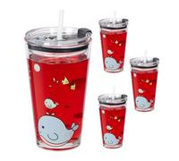 Set-of-4, Kids Lids Straws Whales Motif Sippy Children Drinking Cups Straw Mugs