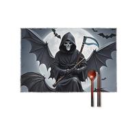 Set Of 4 Kitchen Placemats Bat Death Moon Printed Thanksgiving Heat Resistant Dinner Mats Durable Placemats Set For Dining Home 30X45cm