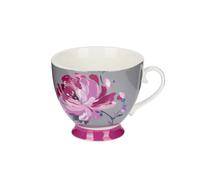 KitchenCraft China 400ml Footed Mug, Pink Flower