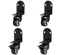 Set of 4 L-Shaped Swivel Wheels with Brake - 360-Degree Rubber Casters for Carts, Furniture, Workbenches, Trolleys - 1.5/2 Inch Black Replacement Wheels