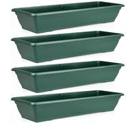 Set Of 4 Large 72cm Green Garden Plastic Trough Balcony Planter Window Plant Box