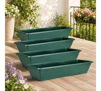 Large 72cm Garden Plastic Trough Balcony Planter Flower Plant Pot Tub Window Box[Set Of 2 Green]