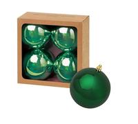 Set of 4 large christmas baubles - dark green gloss bauble decorations - christmas tree hanging ornament - 10cm 100mm glossy baubles.