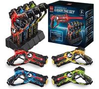 Set of 4 Laser Tag Blasters, Rechargeable Infrared Lazer Tag Set with Docking Station, No Vests Needed, Indoor/Outdoor Set for All Ages w/ 4 Settings, Lights, Sounds