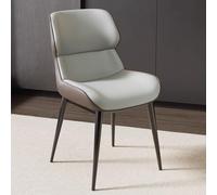 Set of 4 Leather Dining Chairs, Thick Padded Soft Seat, Kitchen & Dining Room Chairs, High Back Makeup & Bathroom Chairs with Sturdy Metal Legs