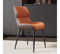 Set of 4 Leather Dining Chairs, Thick Upholstered Soft Seat, Kitchen & Dining Room Chairs, High Back, Metal Legs, Stylish & Comfortable Vanity & Bathroom Chairs