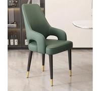 Set of 4 Leather Dining Chairs with Backrest and Armrests Modern Kitchen Seating Stylish Upholstered Chairs for Living Room Bedroom Office Metal Legs