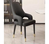 Set of 4 Leather Dining Chairs with Backrest & Armrests Modern Upholstered Kitchen Chairs for Living Room Bedroom Office - Stylish Metal Legs for Casual Comfort