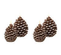 Set of 4 LED Candles IVRESSE Pinecone 15/12 cm Brown