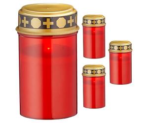 Set of 4 LED Grave Lights Battery Operated Red Grave Candle Grave Light Grave Decoration Cemetery Mourning (4 x LED Grave Lights)