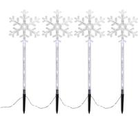 Set Of 4 Led Stake Garden Lights - Snowflake Or Star Festive Xmas Lights - 40 Led Mains Powered - Stunning Glow