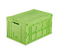 Set of 4 lidded folding storage boxes Collapsible Shopping Crates 60 L Green