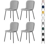 (SET OF 4, LIGHT GREY) 2/4/6Pcs Fabric Dining Chair with Metal Legs Bella