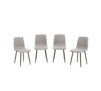 Tiana Set of 4 Light Grey Leather Effect Dining Chairs - Grey