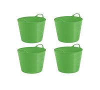Set of 4 - LIME GREEN Flexi Tub Multi-Purpose Flexible Colour Water Storage Container Bucket Robust Trug Polyethylene Flex Tub Trug Tub For Home Garden Builder Animal Feed Toys MADE IN U.K (26L Litre)