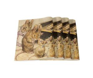 Set of 4 Linen Placemats - Mouse and the Trap Family Illustration Child Beatrice Potter - Large Format 40 x 28.5 cm