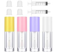 Set of 4 Lip Gloss Make Your Own Lip Gloss Container Set with 2 Plastic Syringes Lip Balm Bottles Empty Tubes for Filling Mini Make Up Filling Transparent for DIY Lipstick Eyelash Cream Cosmetics