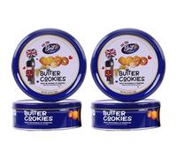 Set of 4 Luxury Butter Cookies in Decorative Gift Tins - 140g Classic Assorted Danish Butter Biscuits in Airtight Metal Boxes -Traditional, Delightful Treat for Birthdays Christmas & Special Occasions