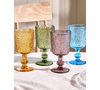 Set of 4 Luxury Mix-Match Colourful Drinking Glass Wine Goblets Festive Christmas Decor Glassware 300ml Dibor Multi 4 Pack