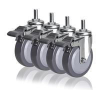 Set Of 4 M12 Threaded Stem Swivel Casters, 63mm 75mm 100mm Silent Polyurethane Wheels, Replacement Casters For Baby Bed, Cabinet, Table, Shelf, Furniture