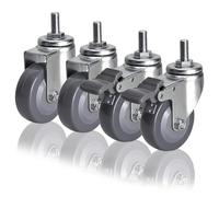 Set Of 4 M12 Threaded Stem Swivel Casters, 63mm 75mm 100mm Silent Polyurethane Wheels, Replacement Casters For Baby Bed, Cabinet, Table, Shelf, Furniture