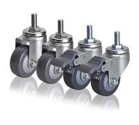 Set Of 4 M12 Threaded Stem Swivel Casters, 63mm 75mm 100mm Silent Polyurethane Wheels, Replacement Casters For Baby Bed, Cabinet, Table, Shelf, Furniture