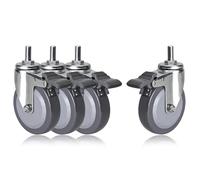 Set of 4 M12 Threaded Stem Swivel Casters with Brakes 2.5" 3" 4" Sizes Perfect for Carts Furniture & Workbenches (100mm/4") - Heavy Duty Mobility Solutions