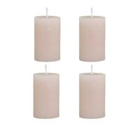 Set of 4 Macon Rustic Pillar Candle Antique Altar Candles 100% Paraffin Long Burning Time H8/D5 cm Pink