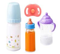 Set of 4 Magic Doll Feeding Bottles & Pretend Play Toys for Kids | Milk Bottle Pretend Play Childrens Doll Magic Feeding Bottles Milk Juice Bottles Doll Feeding Accessories
