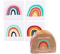 Set of 4 Magic Rainbow Cotton Hand Towels, Magic Cloth, 30 x 30 cm, Party Bag & Gift Idea for Children's Birthday, Travel, Party, 100% Cotton, Colourful Colours, Ideal for Children and Adults