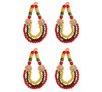 Set of 4 Mala for Laddu Gopal/Devi Maa/Radha Krishna/Indian Traditional Diwali Decorations Festival God Goddess Set Deities jewellary All God Idol Statue (Size:- 3.5")(Colour:-Green, Red and Yellow)