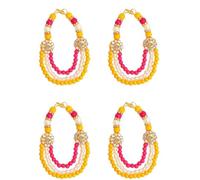 Set of 4 Mala for Laddu Gopal/Devi Maa/Radha Krishna/Indian Traditional Holi Decorations Festival God Goddess Set Deities jewellary All God Idol Statue (Size:- 3.5")(Colour:-White, Red and Yellow)