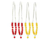 Set of 4 Mala Moti Beads for Idol-Mala Laxmi Ganesh Devi Maa Radha Krishna Goddess Haar Sringar Deities Jewellery for Indian Traditional Festival Decorations God Statue(Size:-4")(Red,Orange)