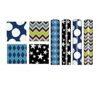 Set Of 4 Male Birthday Gift Wrapping Paper 4 Rolls 3M x 70cm Diamond Star Dot Zig Zag Designs
