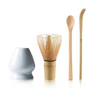 Set of 4 Matcha Tea Set Matcha Whisk and Whisk Holder Matcha Spoon, Matcha Kit Matcha Ceremony Accessory(Grey-02)