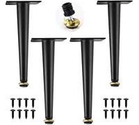 Set of 4 Metal furniture Legs, Tapered Support Legs, Adjustable Sofa Legs, Coffee Table Legs, Bed Legs, Bathroom Cabinet Leg, Black, Protect the Floor, Mute
