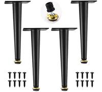 Set of 4 Metal furniture Legs, Tapered Support Legs, Adjustable Sofa Legs, Coffee Table Legs, Bed Legs, Bathroom Cabinet Leg, Black, Protect the Floor, Mute/Straight/60.5Cm