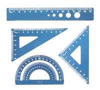 Set of 4 Metal Rulers 15 cm Aluminium Alloy Set Protractor Triangle Architects Mathematics Geometry Tool Scale for Students Teachers Architects Engineers Set Square