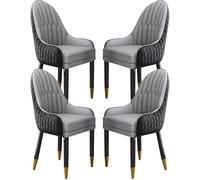 Set Of 4 Microfiber Leather Dining Chairs With Solid Wood Legs - Modern Black & Light Gray Lounge Chairs For Kitchen, Living Room, Bedroom, And Balcony Black+light Gray One Size