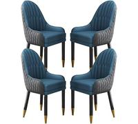 Set Of 4 Microfiber Leather Dining Chairs With Solid Wood Legs - Modern Black & Light Gray Lounge Chairs For Kitchen, Living Room, Bedroom, And Balcony Cement Gray+lake Blue One Size