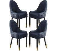 Set Of 4 Microfiber Leather Dining Chairs With Solid Wood Legs - Modern Black & Light Gray Lounge Chairs For Kitchen, Living Room, Bedroom, And Balcony All Blue One Size