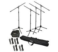 Set of 4 Microphones, Stands, Leads and Bags For Speech & Vocals
