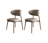 Set of 4 Mid Century Modern Dining Chairs Upholstered Light Walnut & Dark Khaki Curved Backrest & Wooden Legs Perfect for Kitchen Living Room & Dining Room Decor