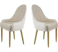 Set of 4 Mid-Century Modern Upholstered Dining Chairs with Backrest & Gold Legs - Stylish Sky Blue Armchairs for Kitchen Dining Room & Living Room Decor