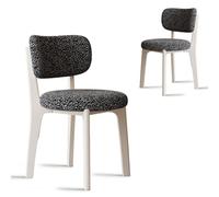 Set of 4 Mid Century Modern Velvet Dining Chairs Thick Flannel Fabric Cushioned Seat No Armrests Stylish Wood Chairs for Kitchen & Dining Room White & Black