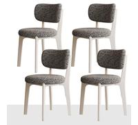 Set of 4 Mid Century Modern Velvet Dining Chairs Thick Flannel Fabric Cushioned Wood Dining Chairs No Armrests Stylish Kitchen & Dining Room Furniture White & Gray